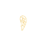 Gold-colored, openwork wing shape.