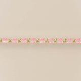 Gold Enamel Chain Glitter Pink