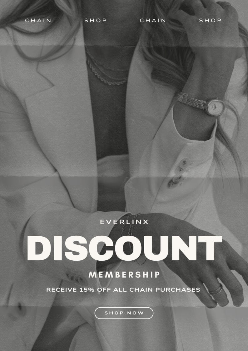 Woman in blazer with watch, Discount Membership text.