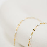 Sunburst Paperclip - White Enamel - Gold Filled