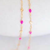 Sunburst Paperclip - Pink Enamel - Gold Filled