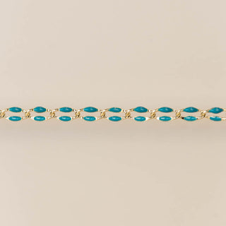 Gold Enamel Chain in Teal