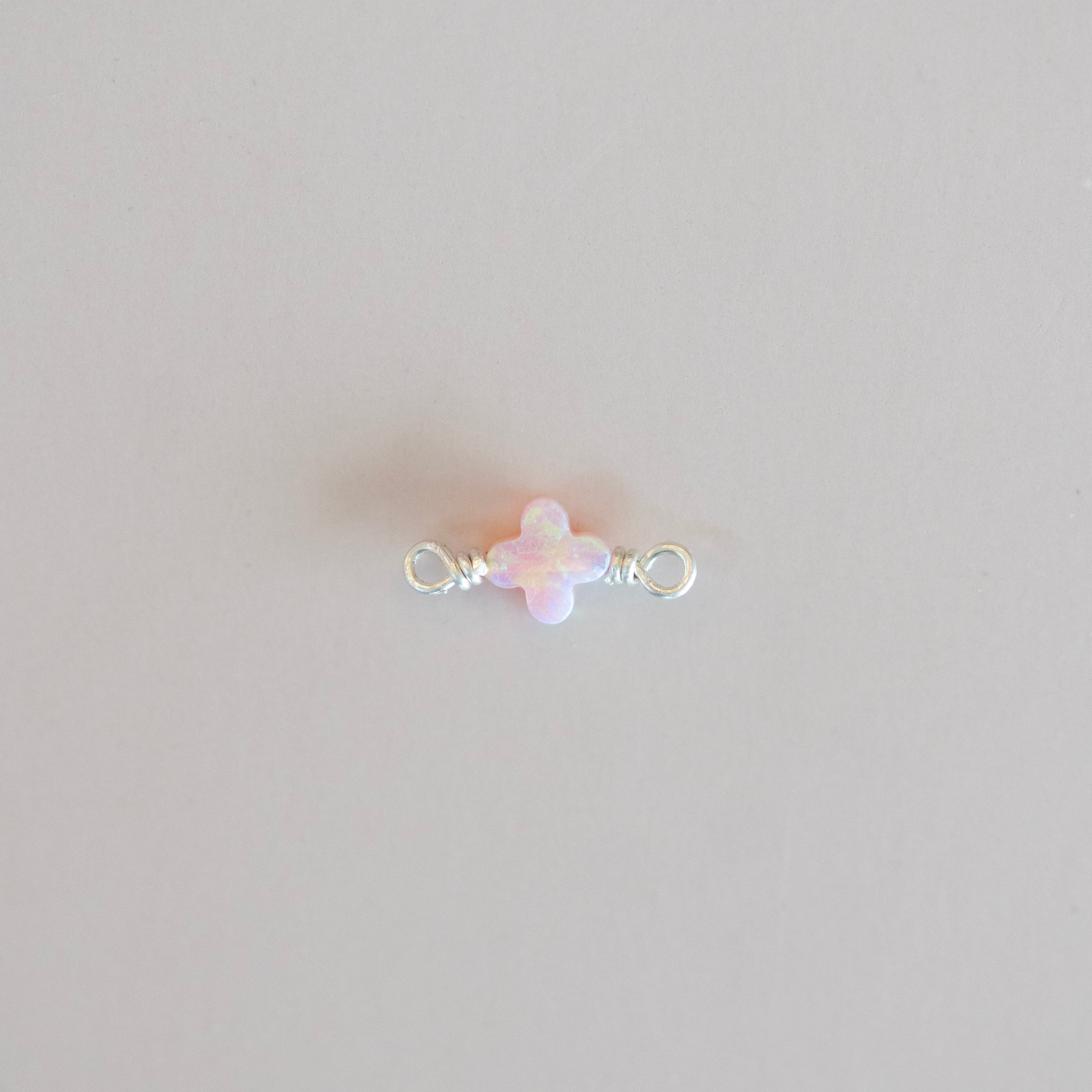 silver opal clover connector charm