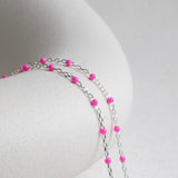 Cable Enamel in Pink - Sterling Silver