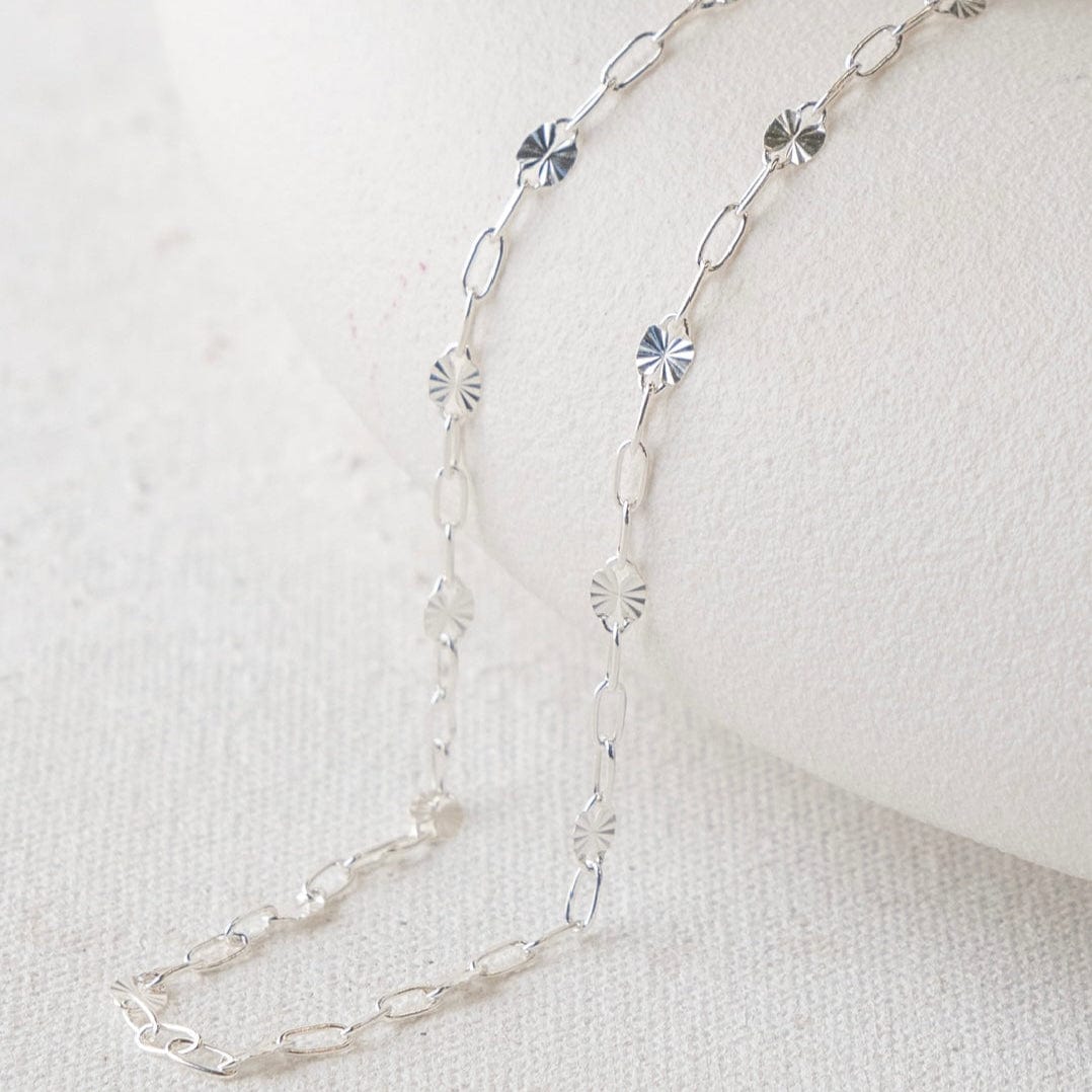 Silver chain necklace with gemstones