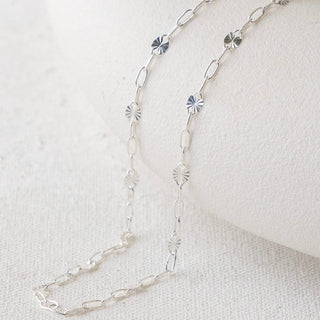 Silver chain necklace with gemstones