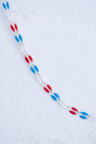 Red and blue chain necklace, 158B60E2-1F2C-45C7-A792-67184A6B4BA1.