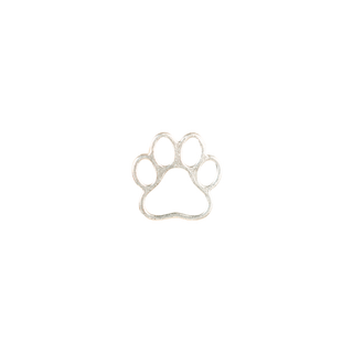 Silver paw print on a white background.