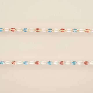 Gold Enamel Glitter Red, White, and Blue