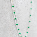 Cable Enamel in Green - Sterling Silver