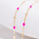 Sunburst Paperclip - Pink Enamel - Gold Filled