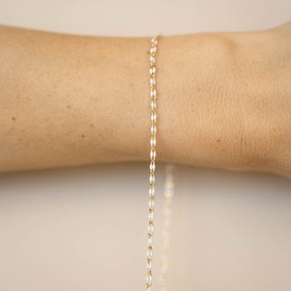 Linked Enamel Chain - White - Gold Filled