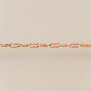 Linked Enamel Chain - Pink Glitter - Gold Filled