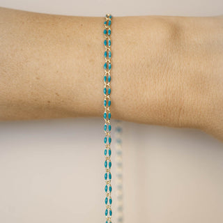 Gold Enamel Chain in Teal