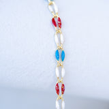 Gold Enamel Glitter Red, White, and Blue