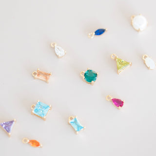 Geometrical Birthstone Dangle Charms - Gold Filled