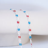 Silver Enamel Glitter Red, White & Blue