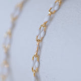 Linked Enamel Chain - White - Gold Filled