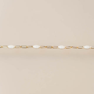 Paperclip with White Enamel Bead - GF