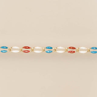 Gold Enamel Glitter Red, White, and Blue