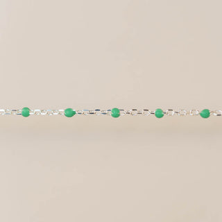 Cable Enamel in Green - Sterling Silver