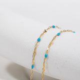 Sunburst Paperclip - Blue Enamel - Gold Filled