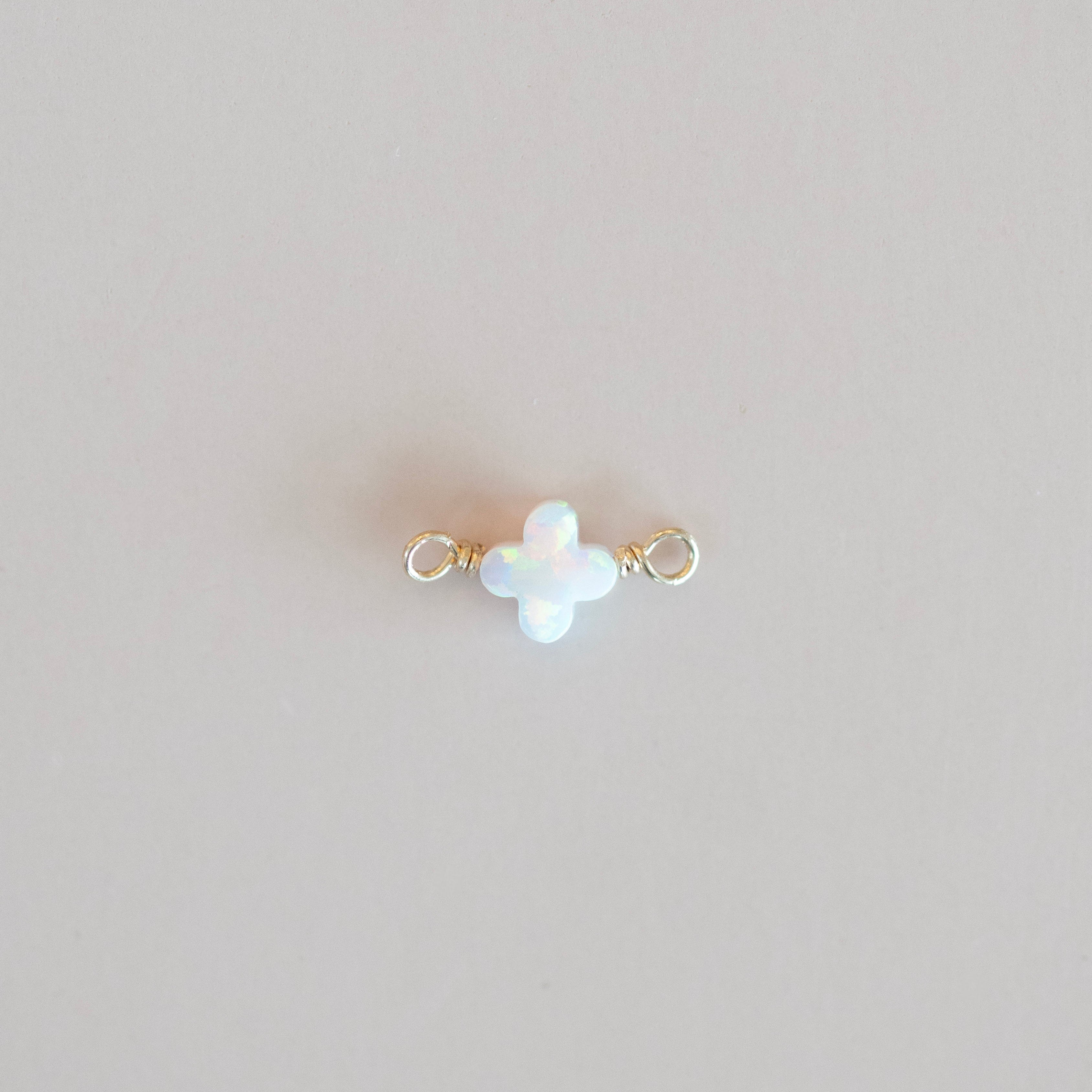 clover connector charm - opal - white