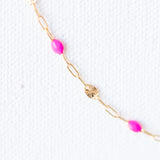 Sunburst Paperclip - Pink Enamel - Gold Filled