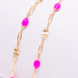 Sunburst Paperclip - Pink Enamel - Gold Filled