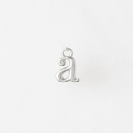 Silver letter 'a' pendant on a white background