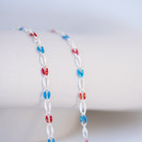 Silver Enamel Glitter Red, White & Blue