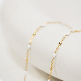 Sunburst Paperclip - White Enamel - Gold Filled