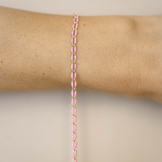 Gold Enamel Chain in Pink