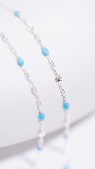 Silver necklace with turquoise beads (9AB710F7)