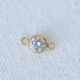 CZ Bezel Connector Charm - White Gold Filled - 4mm