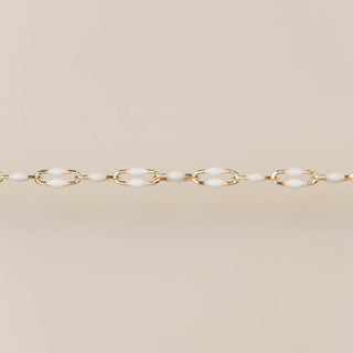 Linked Enamel Chain - White - Gold Filled