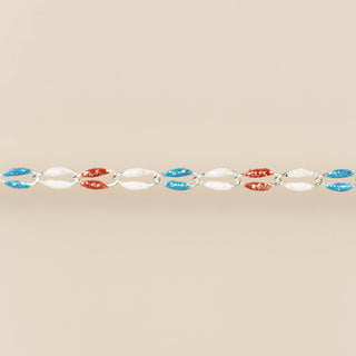 Silver Enamel Glitter Red, White & Blue