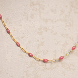 Paperclip Enamel in pink glitter - Gold Filled