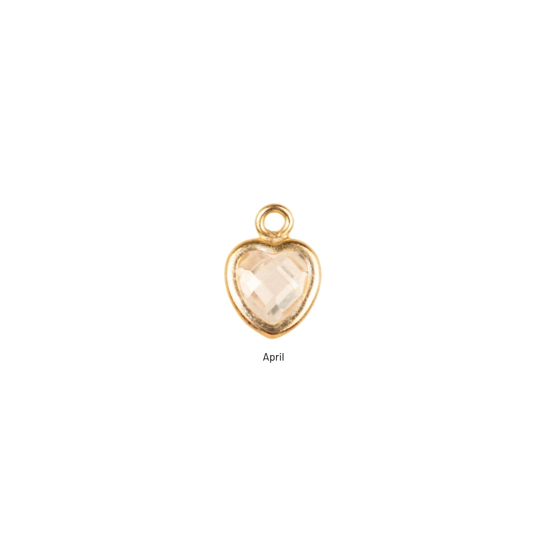 Heart Dangle Charm - Birth Stone - Gold Filled