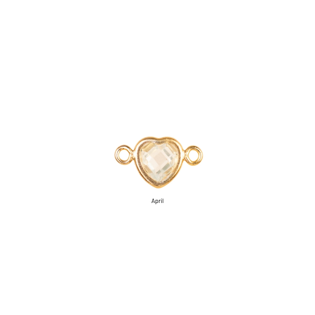 Heart Connector Charm- Birthstone - Gold Filled