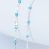 Cable Enamel in Blue - Sterling Silver