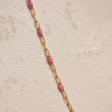 Paperclip Enamel in pink glitter - Gold Filled