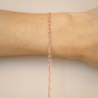 Linked Enamel Chain - Pink Glitter - Gold Filled