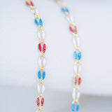 Gold Enamel Glitter Red, White, and Blue