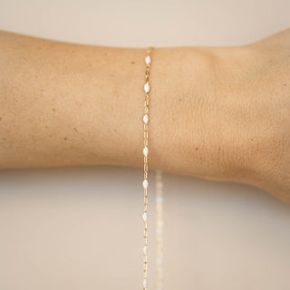 Paperclip with White Enamel Bead - GF