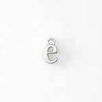 Silver letter 'e' charm on a white background