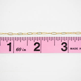 Chain10 gold chain next to ruler