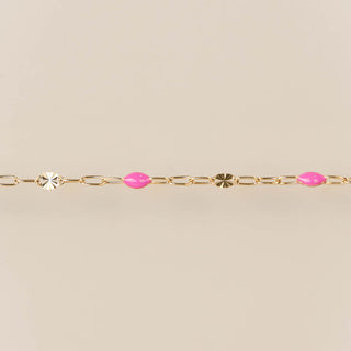 Sunburst Paperclip - Pink Enamel - Gold Filled
