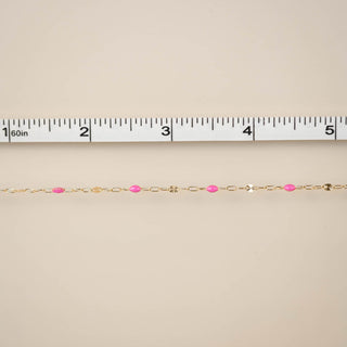 Sunburst Paperclip - Pink Enamel - Gold Filled