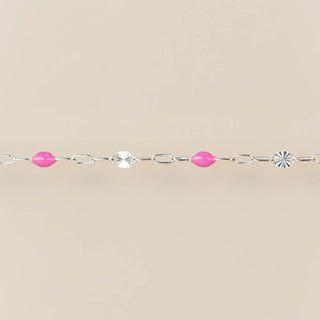Sunburst Paperclip - Pink Enamel - Sterling Silver